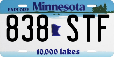 MN license plate 838STF