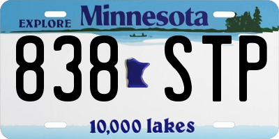 MN license plate 838STP