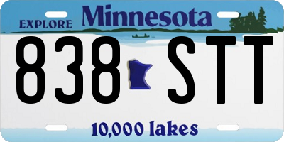 MN license plate 838STT