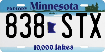 MN license plate 838STX