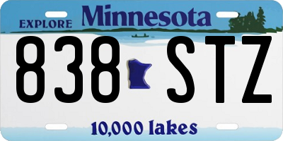 MN license plate 838STZ