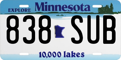 MN license plate 838SUB