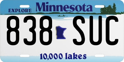 MN license plate 838SUC