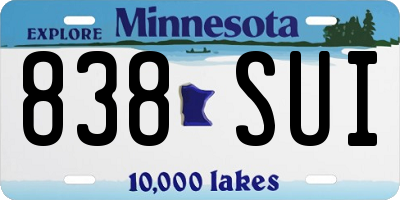 MN license plate 838SUI