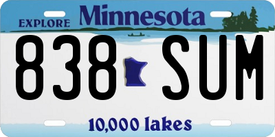 MN license plate 838SUM
