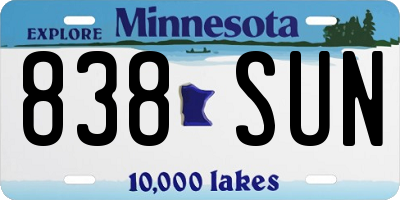 MN license plate 838SUN