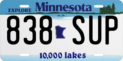 MN license plate 838SUP