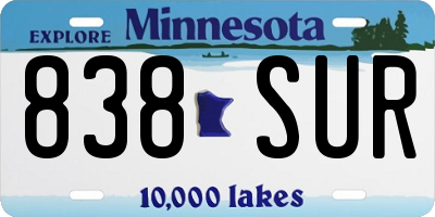 MN license plate 838SUR