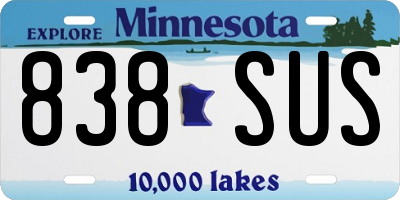 MN license plate 838SUS