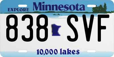 MN license plate 838SVF