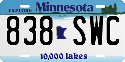 MN license plate 838SWC