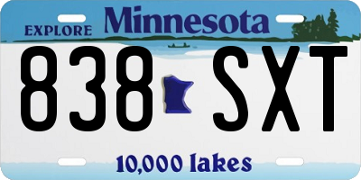 MN license plate 838SXT