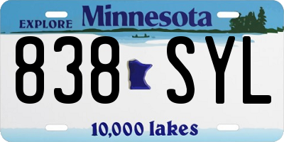 MN license plate 838SYL