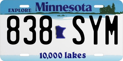 MN license plate 838SYM