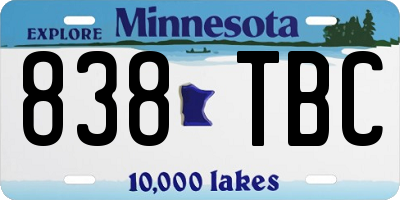 MN license plate 838TBC