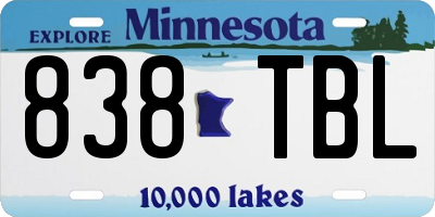 MN license plate 838TBL