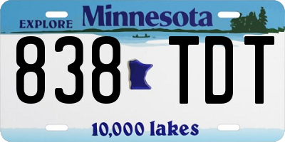 MN license plate 838TDT