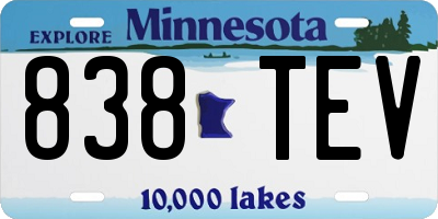 MN license plate 838TEV