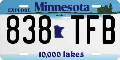 MN license plate 838TFB