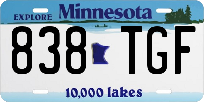 MN license plate 838TGF