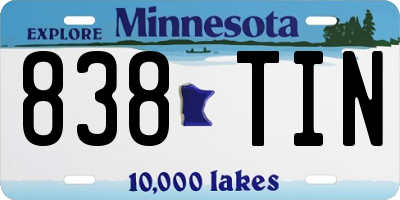 MN license plate 838TIN