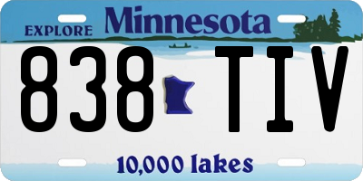 MN license plate 838TIV