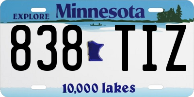 MN license plate 838TIZ
