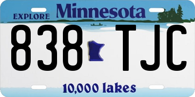 MN license plate 838TJC