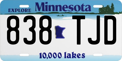 MN license plate 838TJD