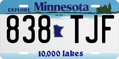 MN license plate 838TJF