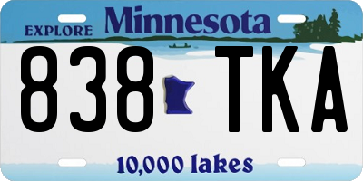 MN license plate 838TKA