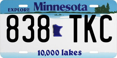 MN license plate 838TKC
