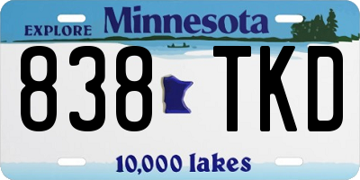 MN license plate 838TKD