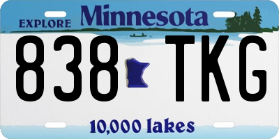 MN license plate 838TKG