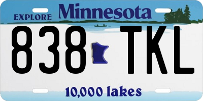 MN license plate 838TKL