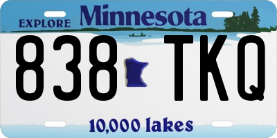 MN license plate 838TKQ