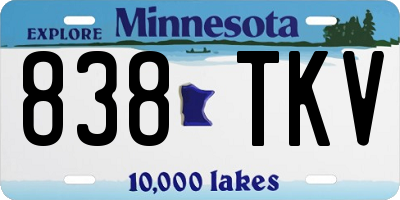 MN license plate 838TKV