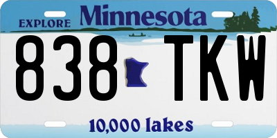 MN license plate 838TKW
