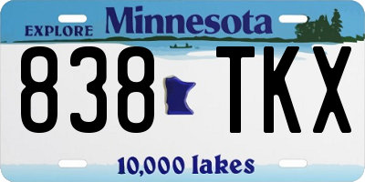 MN license plate 838TKX