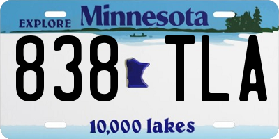 MN license plate 838TLA