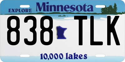 MN license plate 838TLK