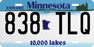MN license plate 838TLQ