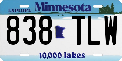 MN license plate 838TLW