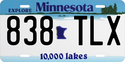 MN license plate 838TLX