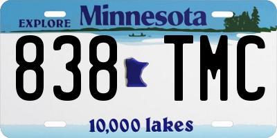 MN license plate 838TMC