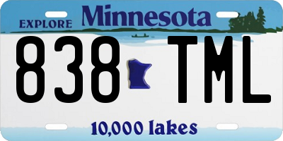 MN license plate 838TML