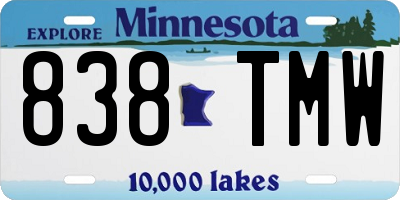 MN license plate 838TMW