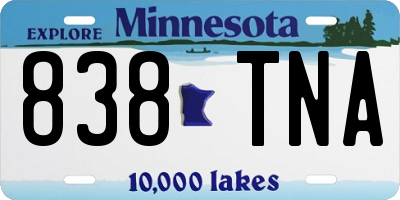 MN license plate 838TNA