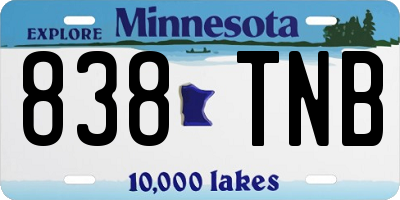 MN license plate 838TNB