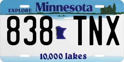 MN license plate 838TNX